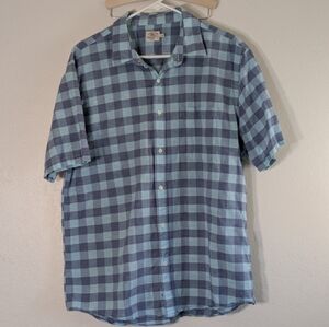 Faherty Blue Gingham/Plaid Button Down Shirt Short Sleeve XL